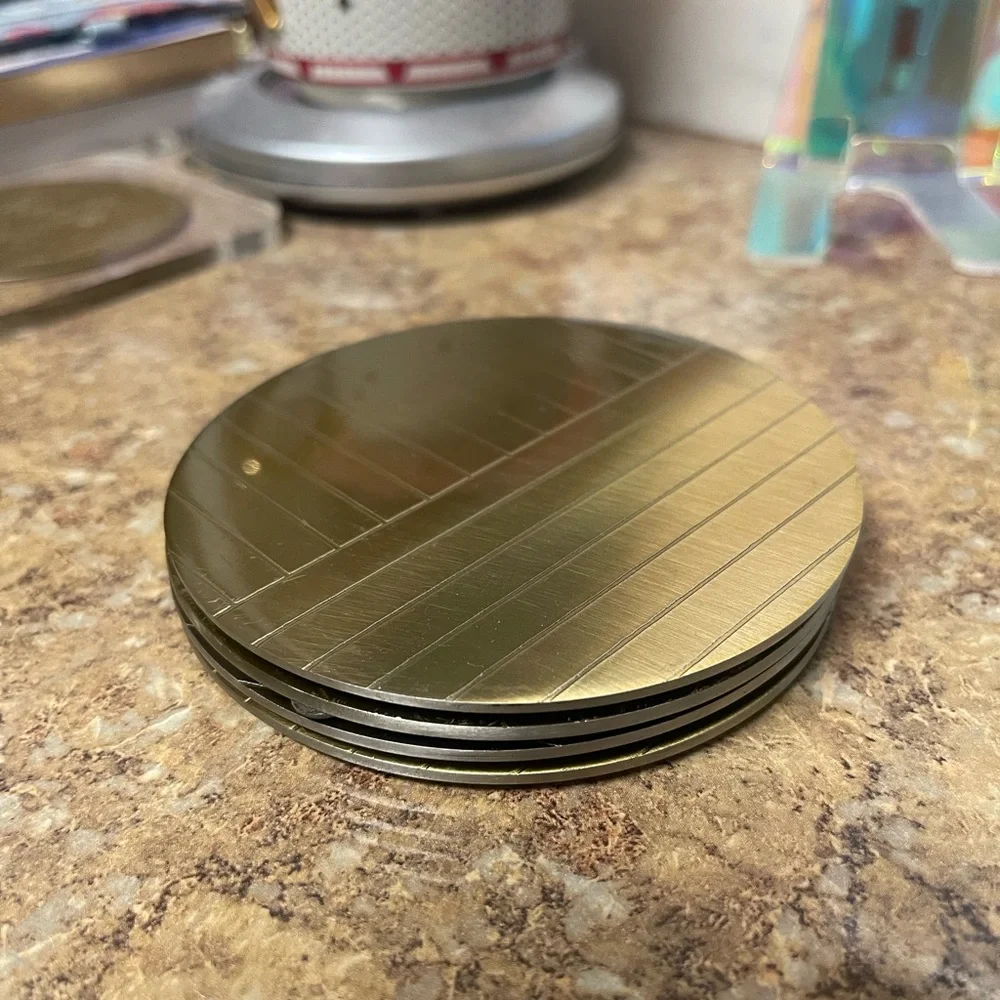West Elm Linear Brass Coasters Set